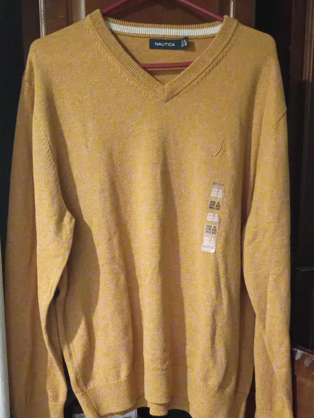 Nautica Men’s V-Neck Sweater in Mustard Gold